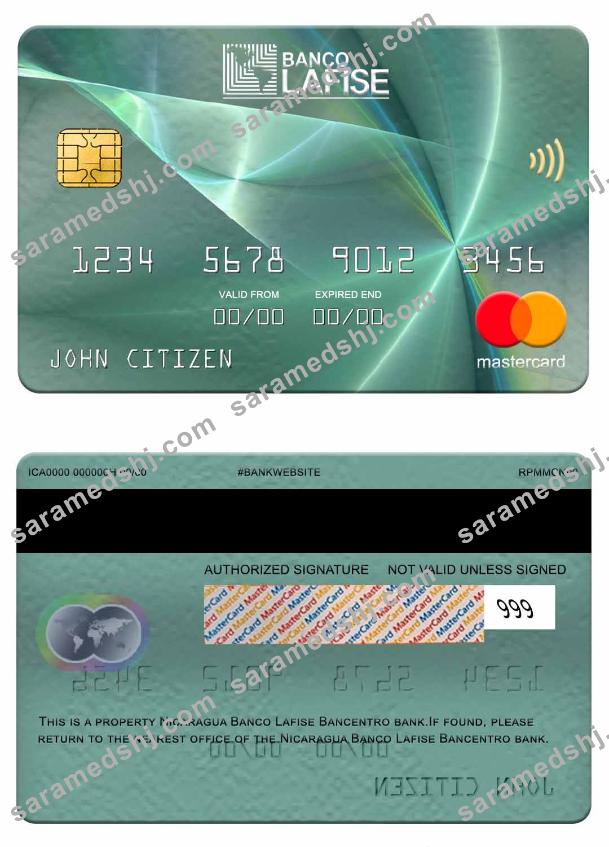 Nicaragua Banco Lafise Bancentro bank mastercard screen